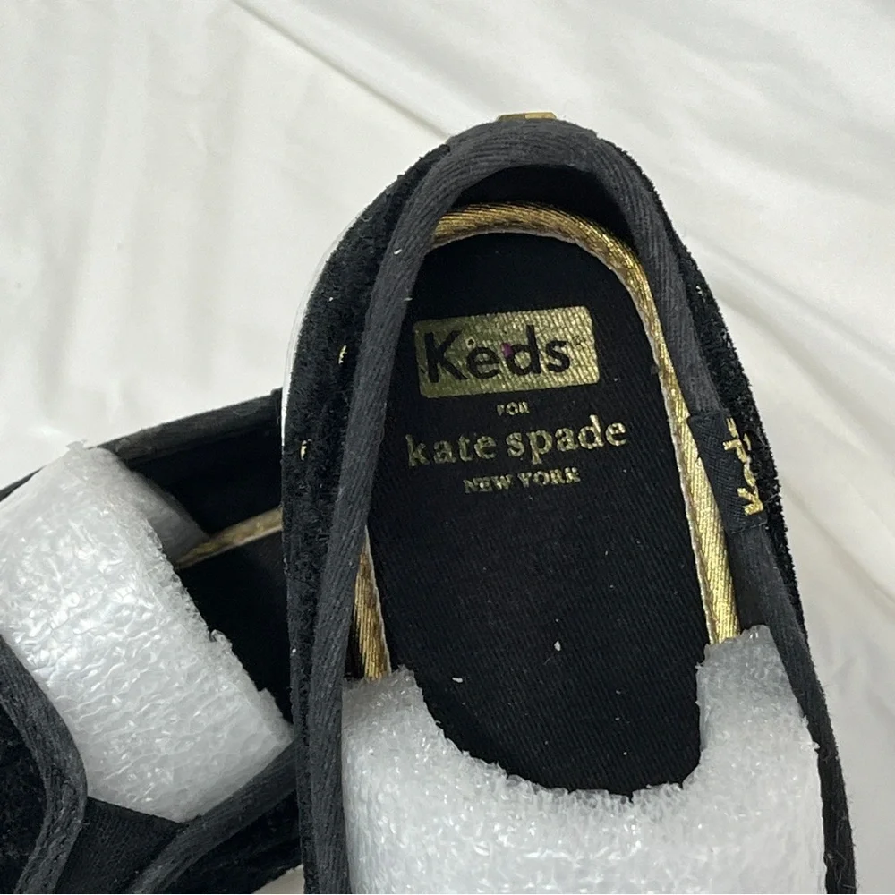 KEDS KATE SPADE New York Black Sneakers Double Decker Quilted Velvet SZ 7.5 - Picture 12 of 16